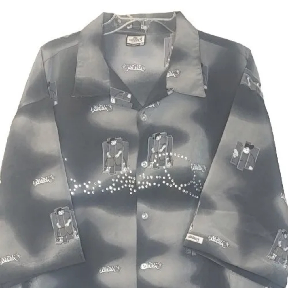 Southpole Urban Block Art Camp Shirt Men 2X Streetwear Bling Hip Hop 90s Y2k Vtg